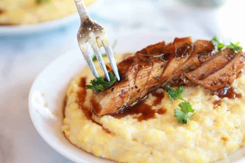 Balsamic Orange Glazed Chicken with Creamy Goat Cheese Polenta-7