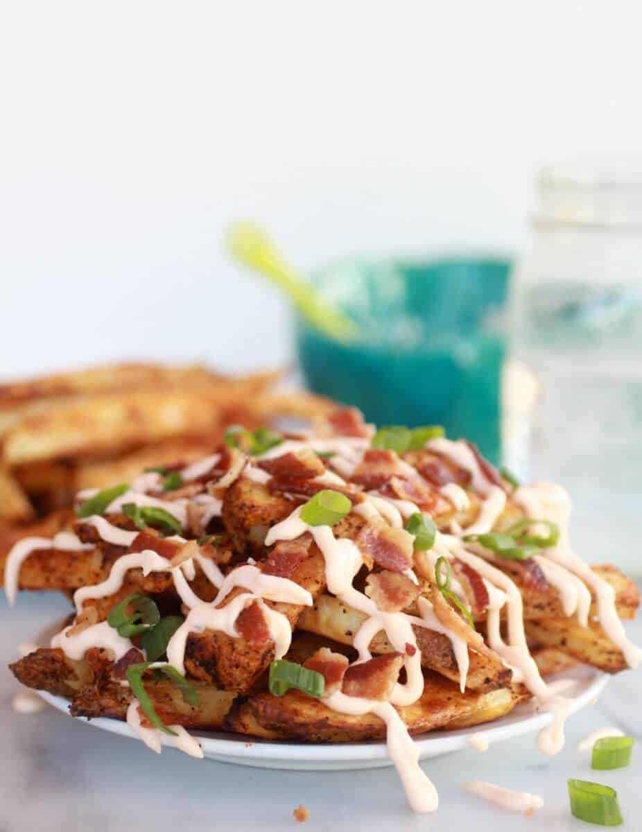 Double-Baked Fries with Garlic Cheese Sauce and Bacon-4