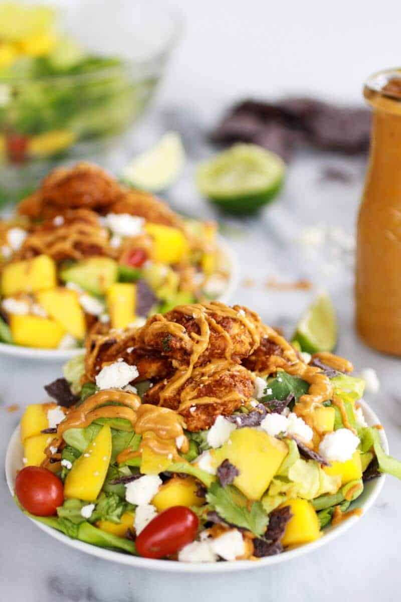 Tortilla Chip Crusted Chicken Salad with Avocado Chipotle Lime Dressing and Queso Fresco | https://gewicht-weg.today/
