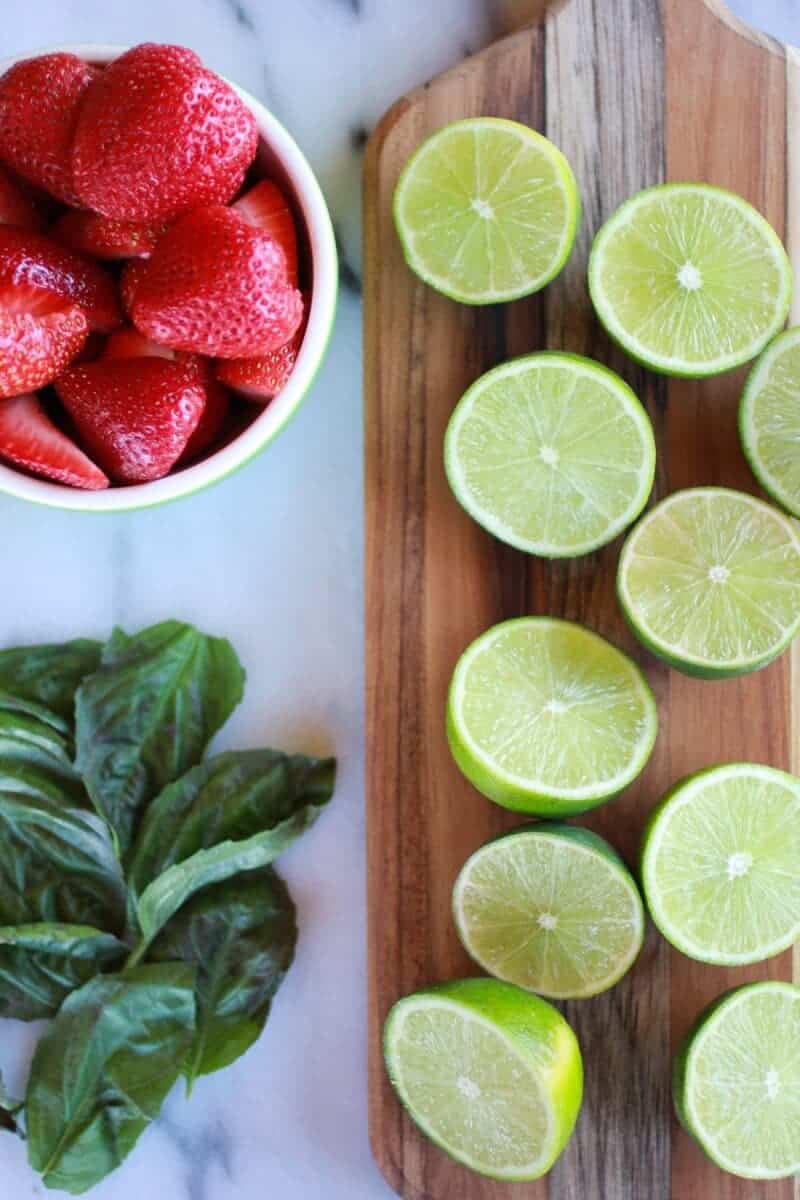 Sparkling Strawberry Basil Limeade with Tequila Soaked Strawberry-Lime Ice | halfbakedharvest.com