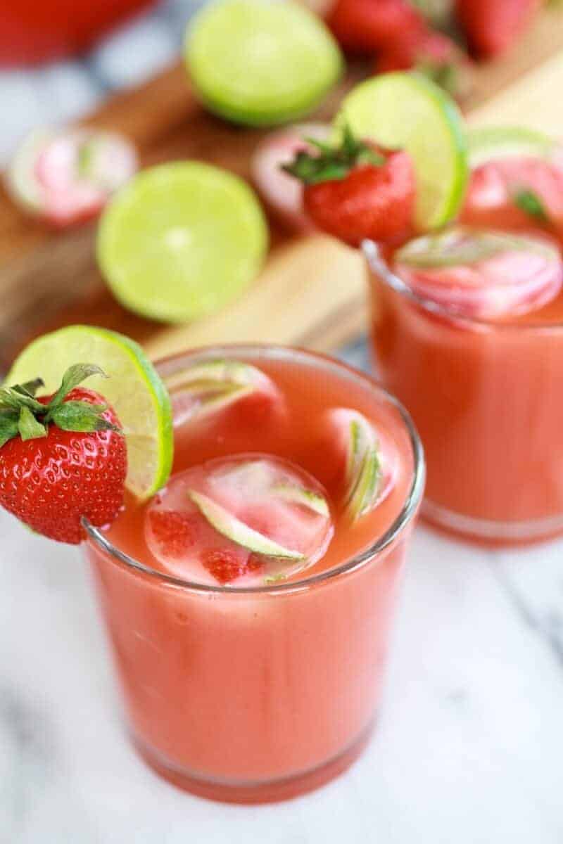 Sparkling Strawberry Basil Limeade with Tequila Soaked Strawberry-Lime Ice | halfbakedharvest.com