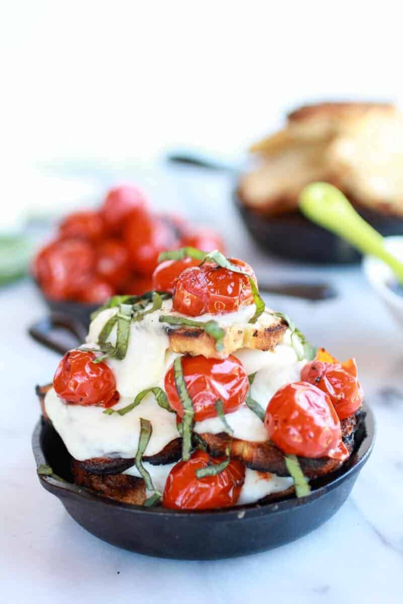 Blistered Tomato Grilled Toast Caprese Nachos with Balsamic Glaze || halfbakedharvest.com