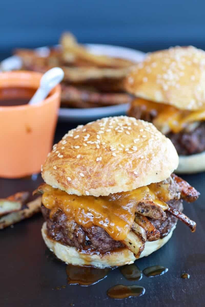 Cheesy French Fry Bourbon Burgers-1