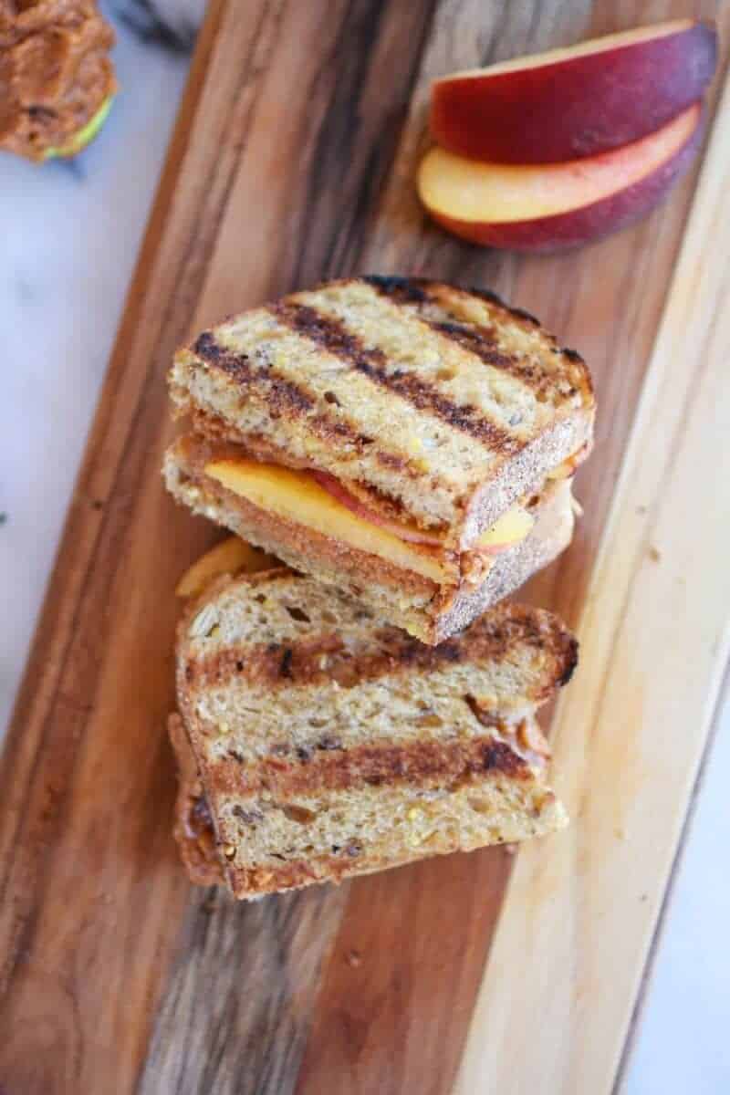 Chipotle Honey Roasted Peanut Butter and Peach Grilled Sandwich | halfbakedharvest.com