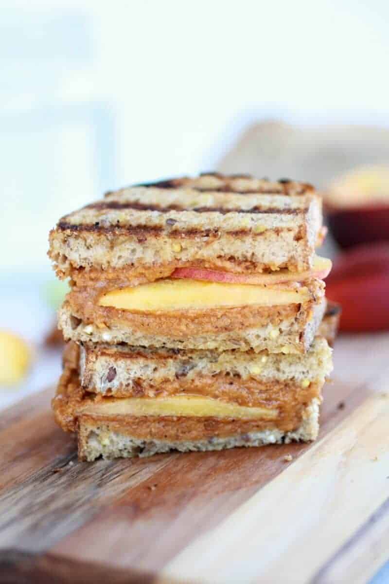 Chipotle Honey Roasted Peanut Butter and Peach Grilled Sandwich | halfbakedharvest.com