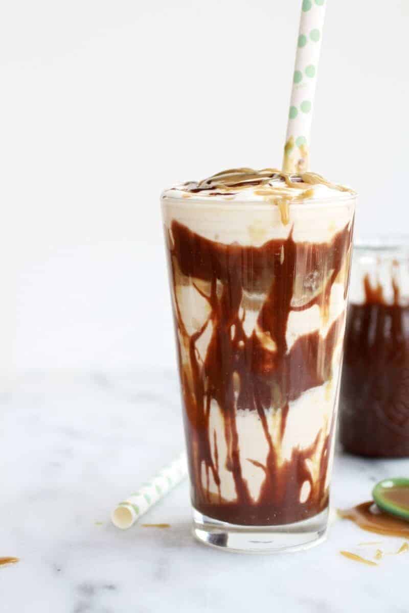 Butterscotch Milkshakes with Chocolate Peanut Butter Hot Fudge | halfbakedharvest.com