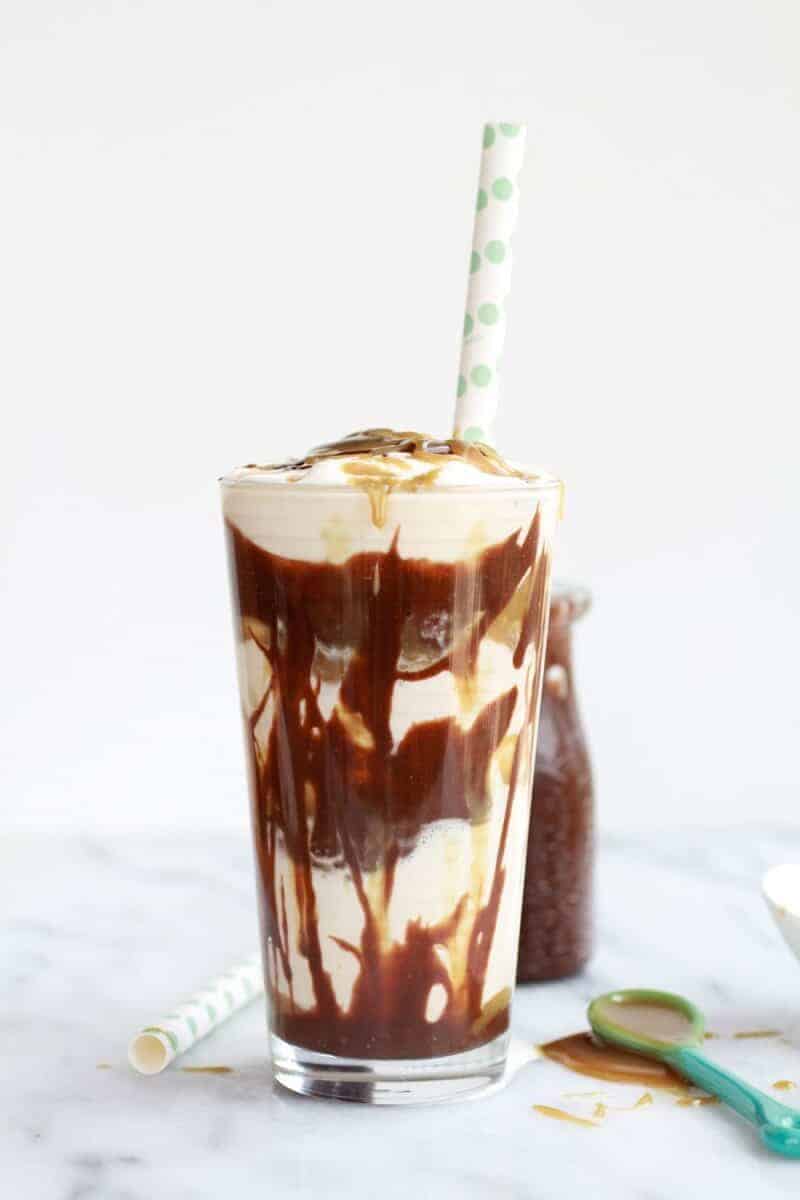 Butterscotch Milkshakes with Chocolate Peanut Butter Hot Fudge | halfbakedharvest.com