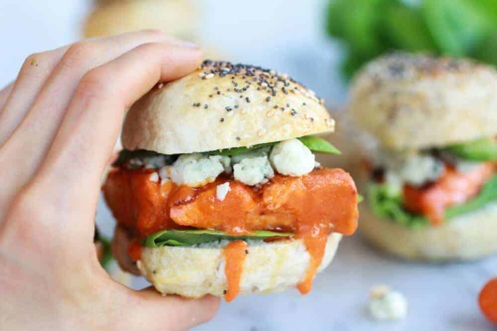 Crispy Buffalo Style Salmon Sliders | halfbakedharvest.com