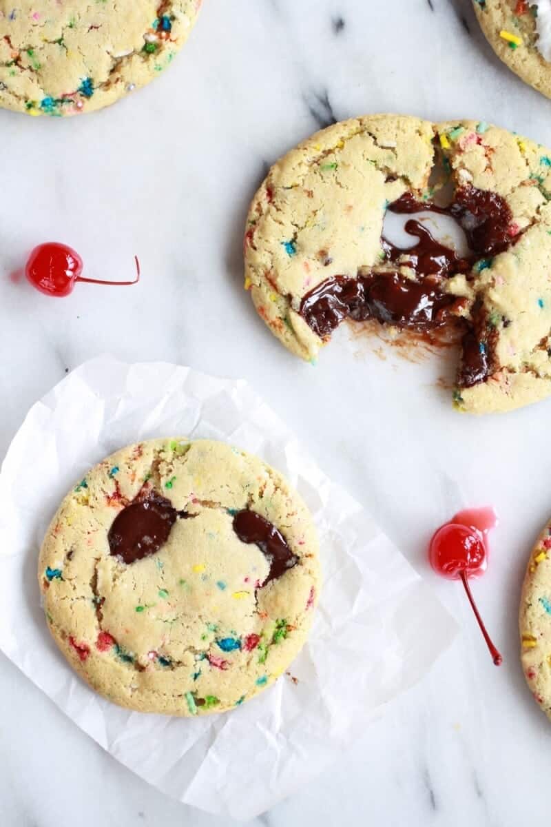 Giant Hot Fudge Ice Cream Sundae Cookies | halfbakedharvest.com