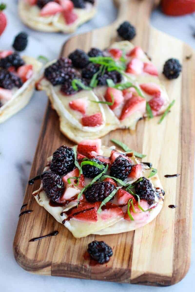 Grilled Blackberry, Strawberry, Basil and Brie Pizza Crisp | halfbakedharvest.com