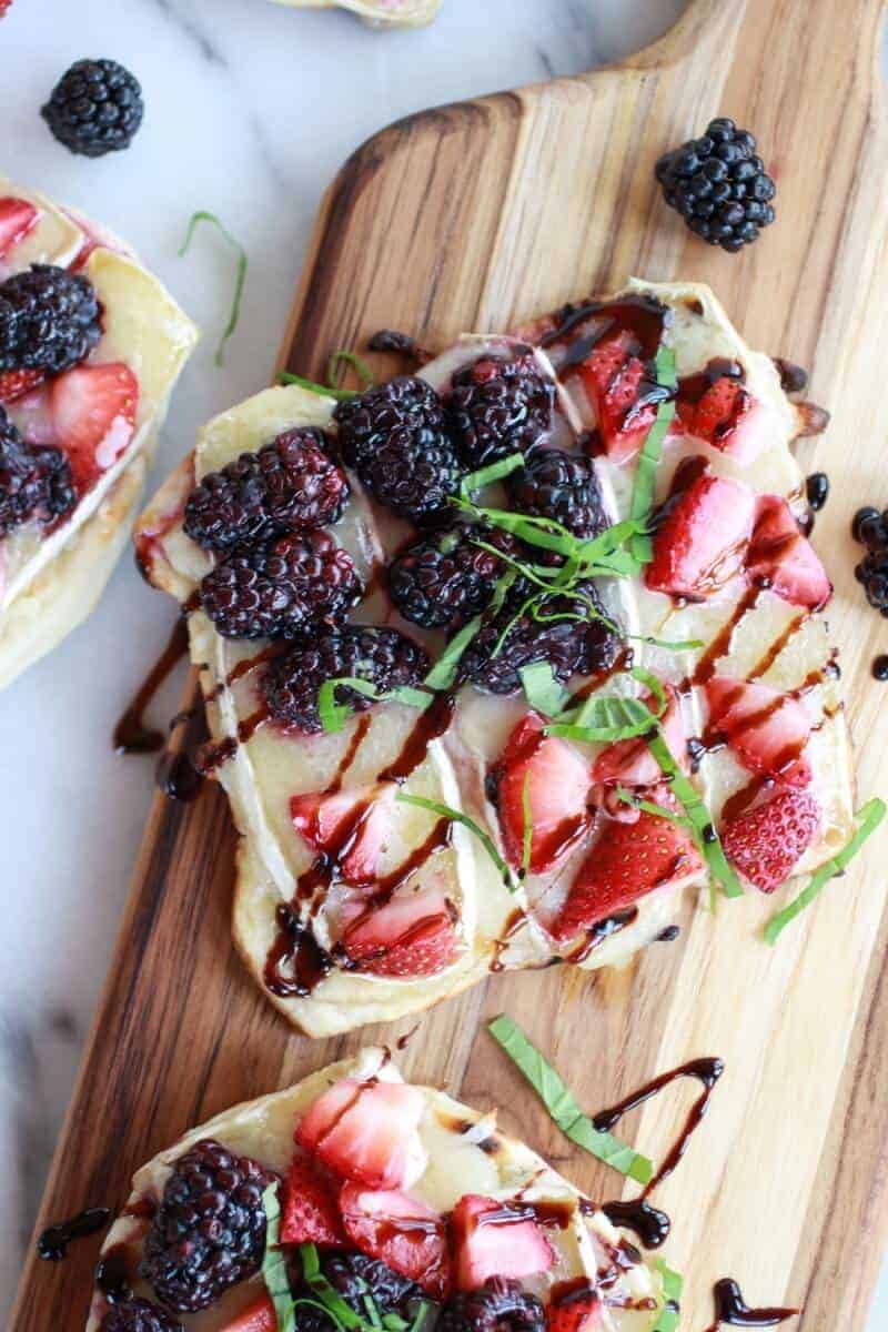 Grilled Blackberry, Strawberry, Basil and Brie Pizza Crisp | halfbakedharvest.com