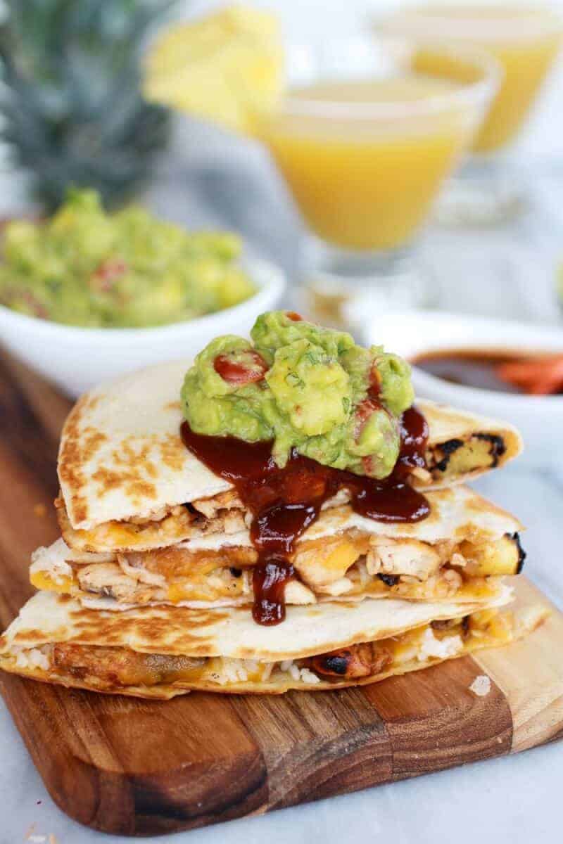 Hawaiian BBQ Quesadillas with Pineapple-Mango Guacamole | halfbakedharvest.com