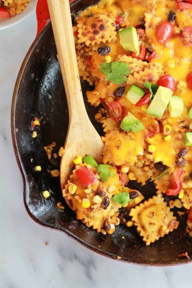 Quick + Easy Southwest Ravioli Skillet Pasta | halfbakedharvest.com