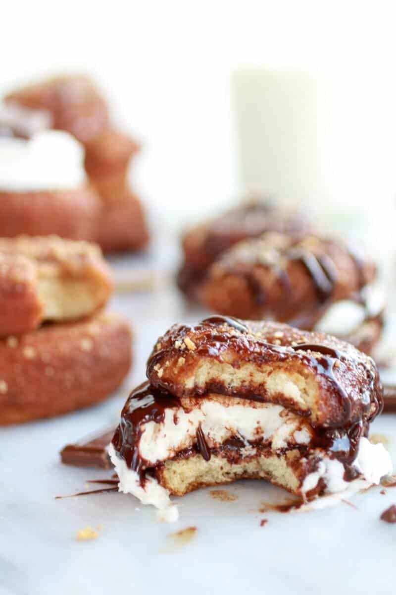 S'more Doughnut Sandwich With Easy Homemade Beer Marshmallows | .halfbakedharvest.com/
