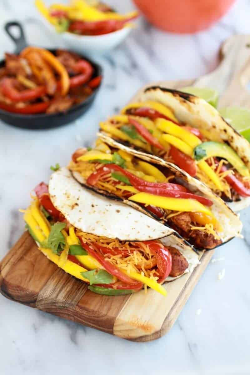 Easy Chicken Fajitas with Thai Mango Slaw and Coconut Rice | halfbakedharvest.com/