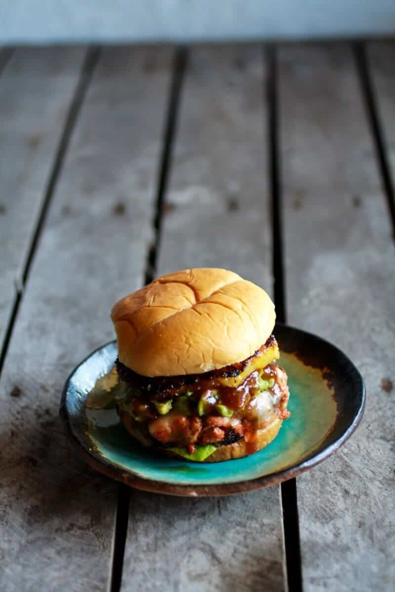 Hawaiian BBQ Salmon Burgers with Coconut Caramelized Pineapple | halfbakedharvest.com