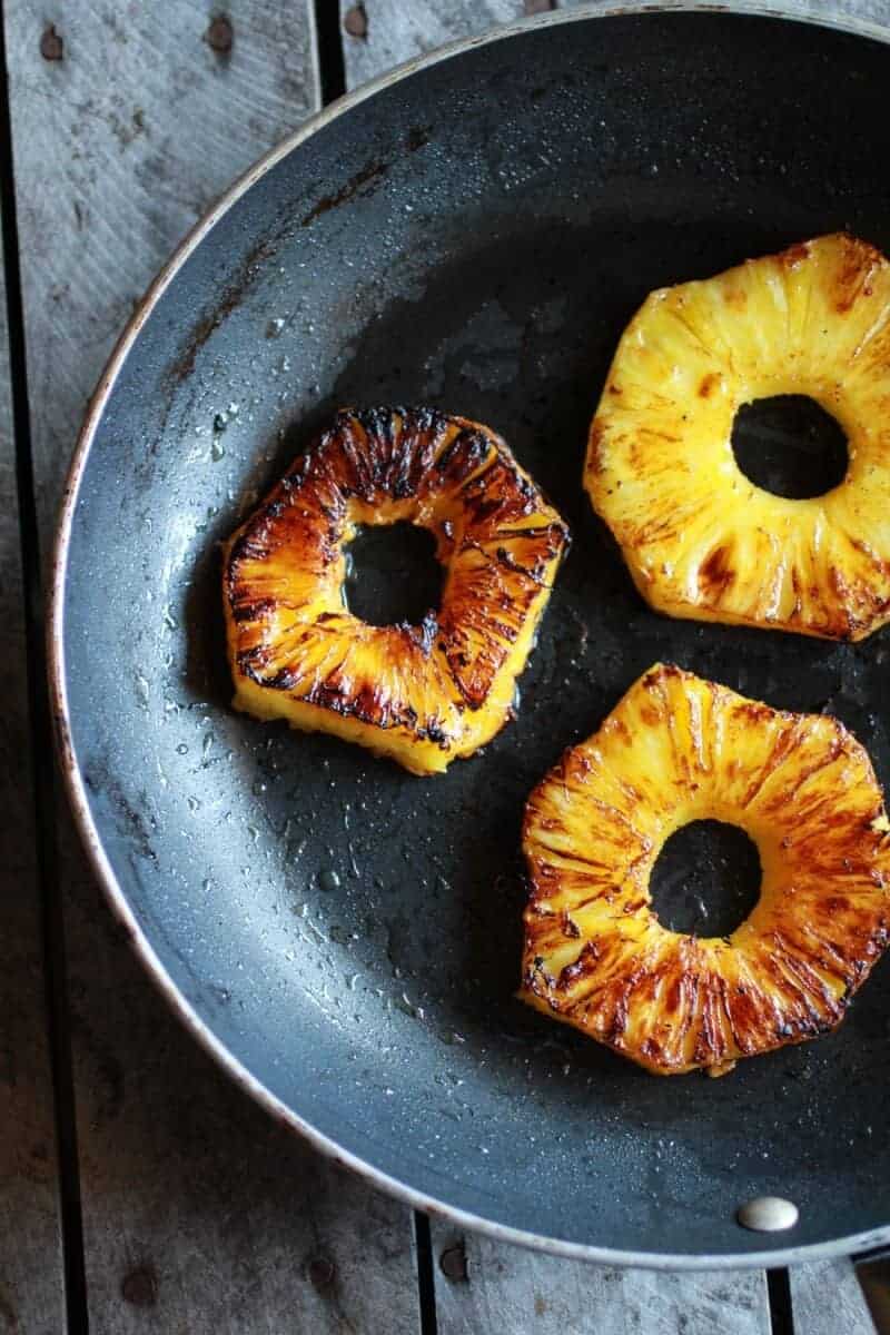 Hawaiian BBQ Salmon Burgers with Coconut Caramelized Pineapple | halfbakedharvest.com