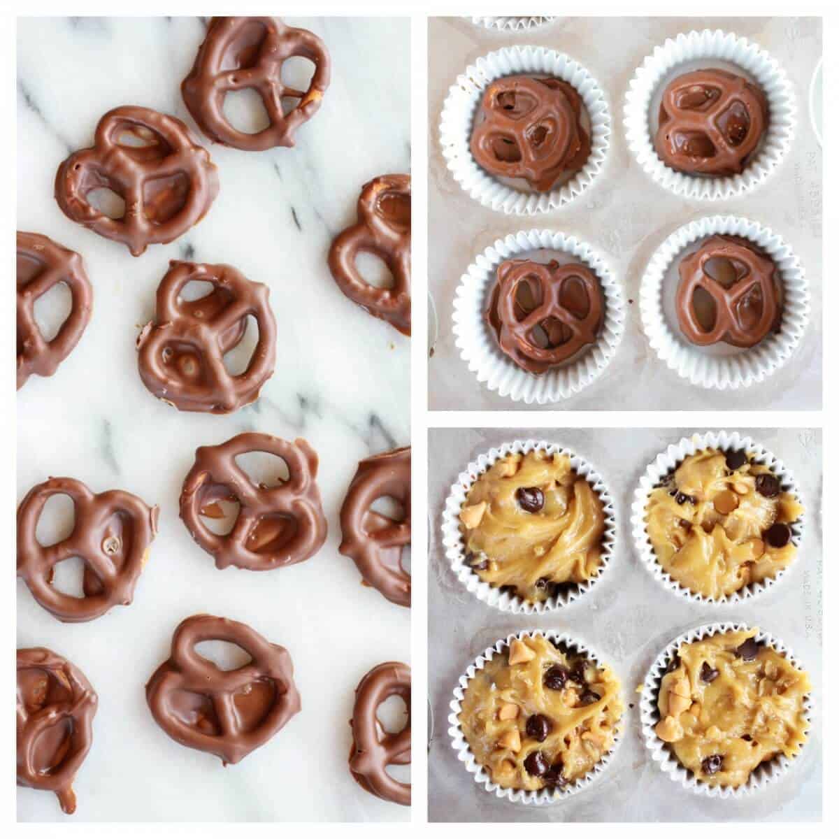 Chocolate Covered Pretzel Peanut Butter Cupcakes with Butterscotch Frosting | halfbakedharvest.com