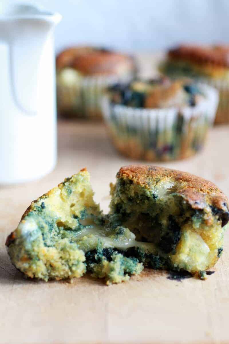 Roasted Blueberry and Brie Cornbread Muffins with Warm Honey Butter | halfbakedharvest.com