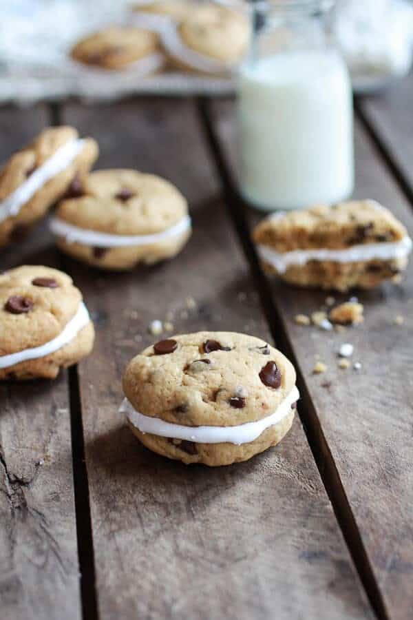 Chocolate Chip Banana FlufferNutter Sandwich Cookies | halfbakedharvest.com