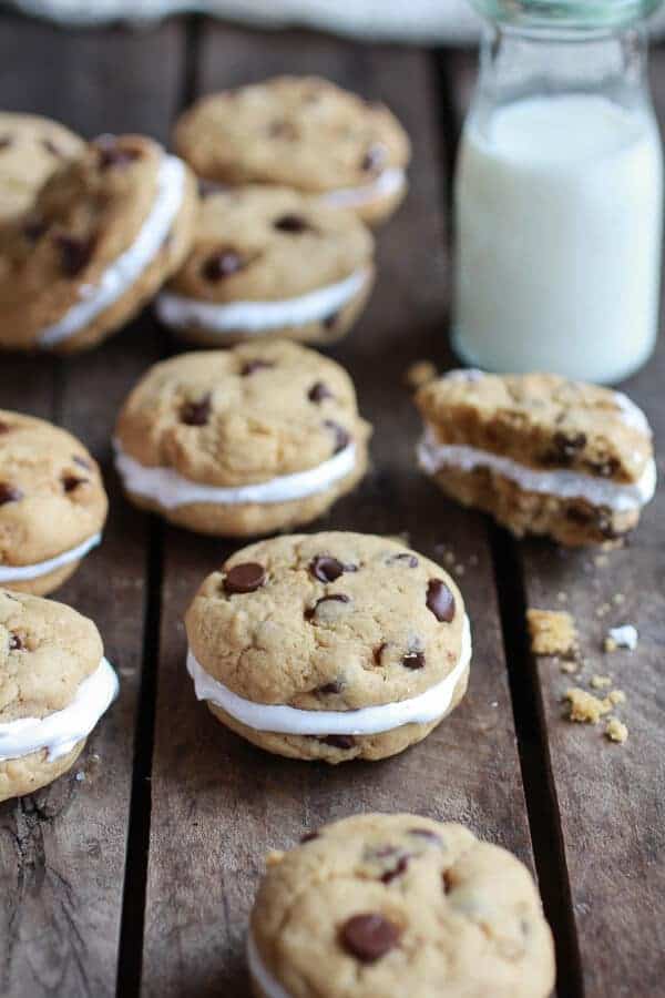 Chocolate Chip Banana FlufferNutter Sandwich Cookies | halfbakedharvest.com