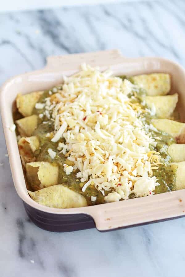 Creamy Avocado + Hatch Chile Chicken Charred Corn Crepechiladas | halfbakedharvest.com