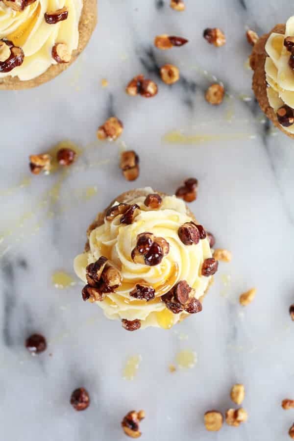 Honey Toasted Hazelnut Chocolate Chunk Cupcakes with Boozy Honey Buttercream Frosting | halfbakedharvest.com