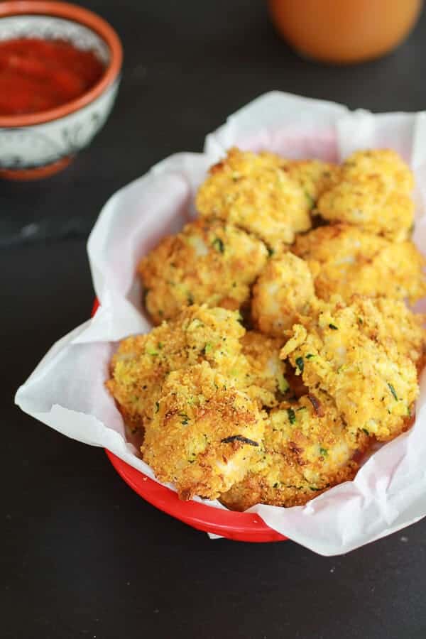 Zucchini Parmesan Crusted Chicken Nuggets | halfbakedharvest.com