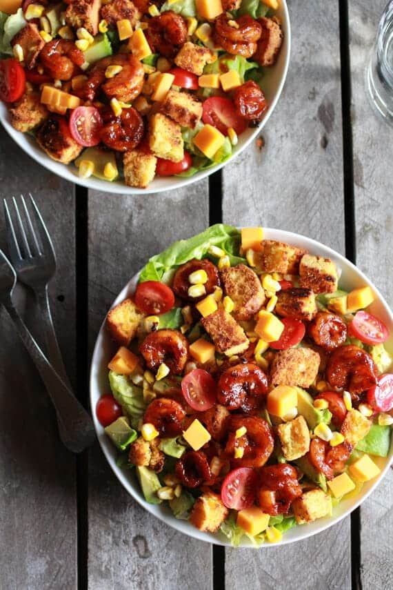 Spicy Beer and Butter Shrimp + Cornbread Panzanella Salad | halfbakedharvest.com