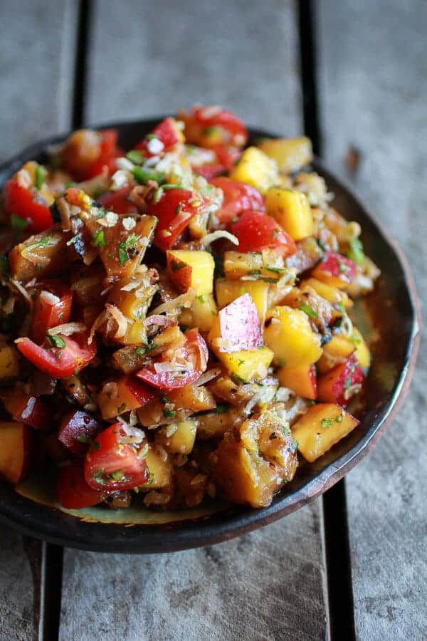 Caribbean Jerk Salmon Tostadas with Grilled Pineapple Peach Coconut Salsa | halfbakedharvest.com