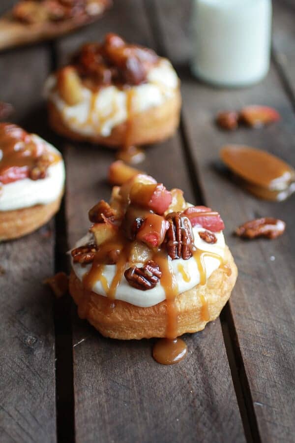Apple Pecan Pie Cronuts with Apple Cider Caramel Drizzle | halfbakedharvest.com