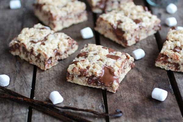 Brown Butter Vanilla Bean and Nutella Swirled Rice Krispie Treats | halfbakedharvest.com