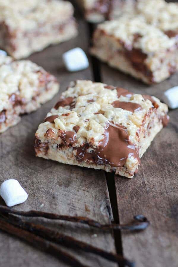 Brown Butter Vanilla Bean and Nutella Swirled Rice Krispie Treats | halfbakedharvest.com