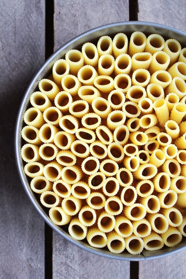 Butternut Squash and Gorgonzola Rigatoni Pasta Pie with Fried Sage | halfbakedharvest.com