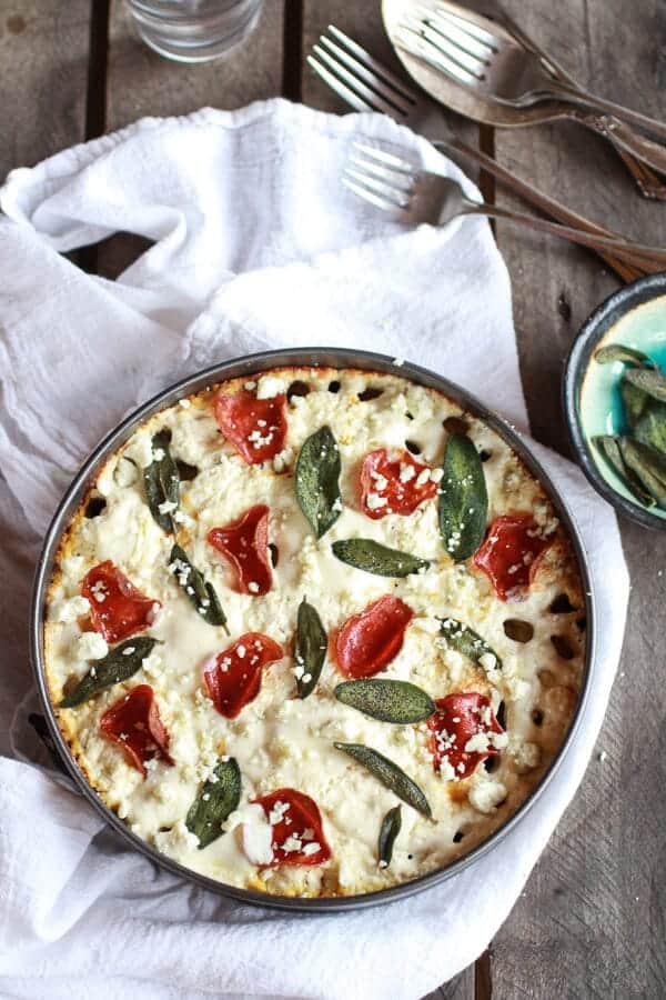 Butternut Squash and Gorgonzola Rigatoni Pasta Pie with Fried Sage | halfbakedharvest.com