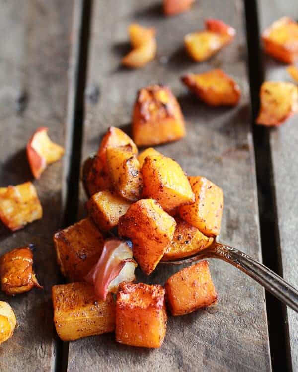 Crispy Kale Roasted Autumn Salad with Brie Grilled Cheese Croutons | halfbakedharvest.com
