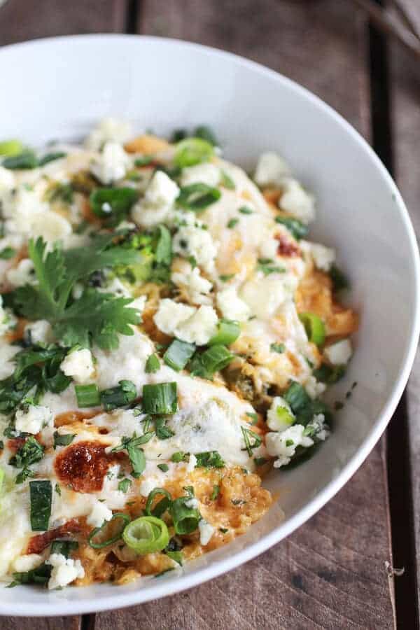 Easy Creamy Buffalo Chicken Quinoa Bake | halfbakedharvest.com