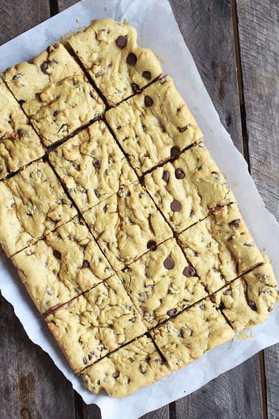 Whole Wheat Chocolate Chip Pumpkin Cookie Bars | halfbakedharvest.com