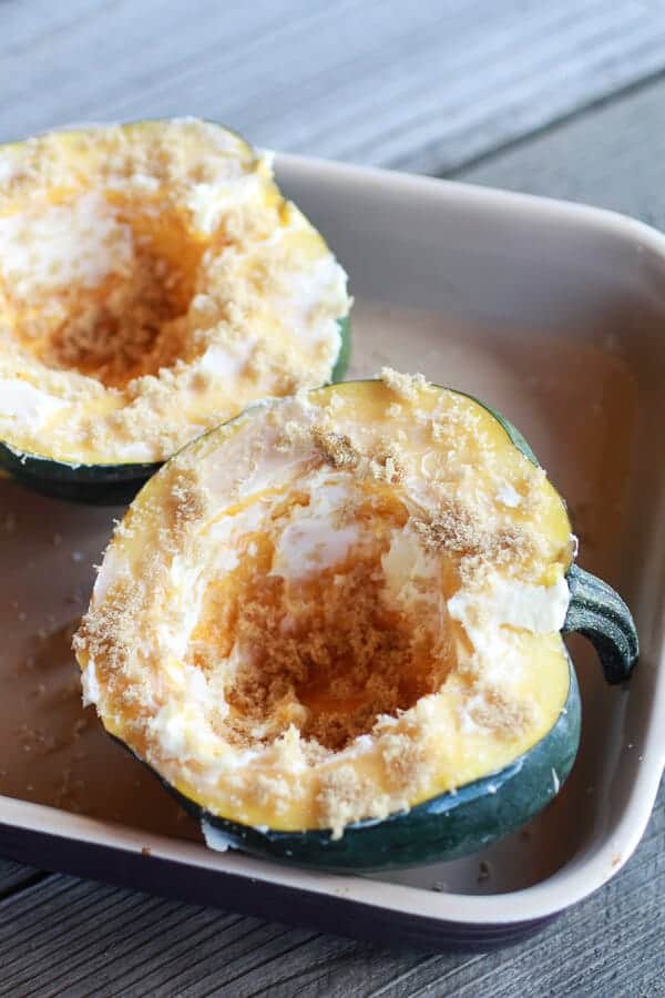 Chipotle Chicken Stuffed Brown Sugar Roasted Acorn Squash | halfbakedharvest.com