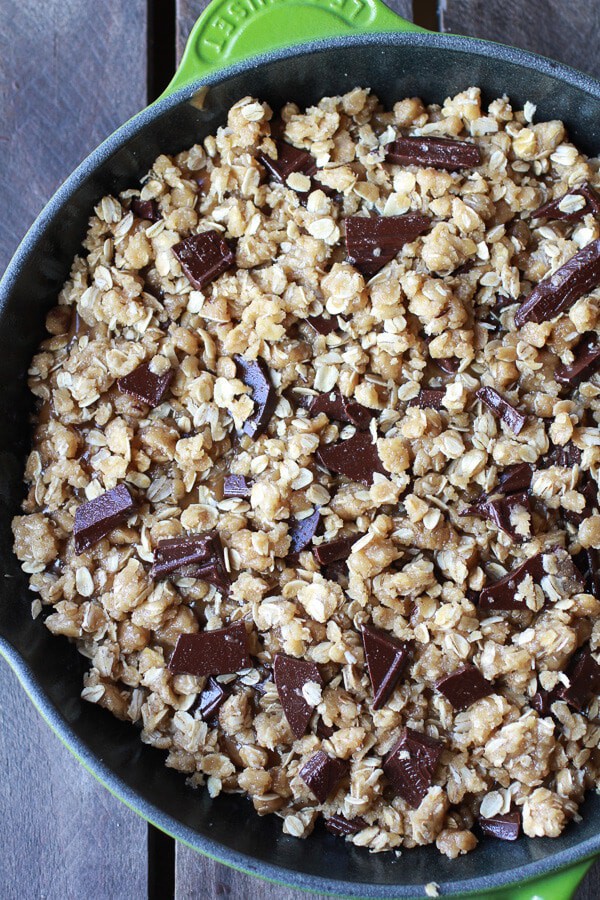 Oatmeal Chocolate Chunk Salted Coffee Caramel Apple Skillet Cookie | .halfbakedharvest.com
