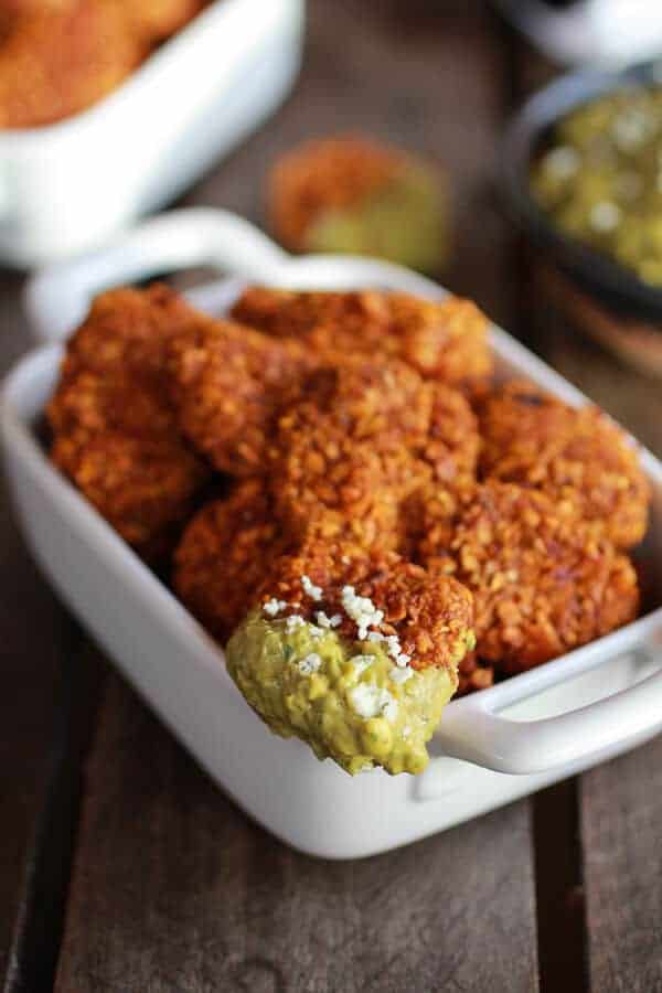 Roasted Pumpkin Chipotle Cheddar Tots with Avocado Blue Cheese Ranch | halfbakedharvest.com