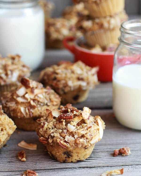 Sweet Potato, Quinoa and Dark Chocolate Coconut Crumble Crunch Muffins | halfbakedharvest.com