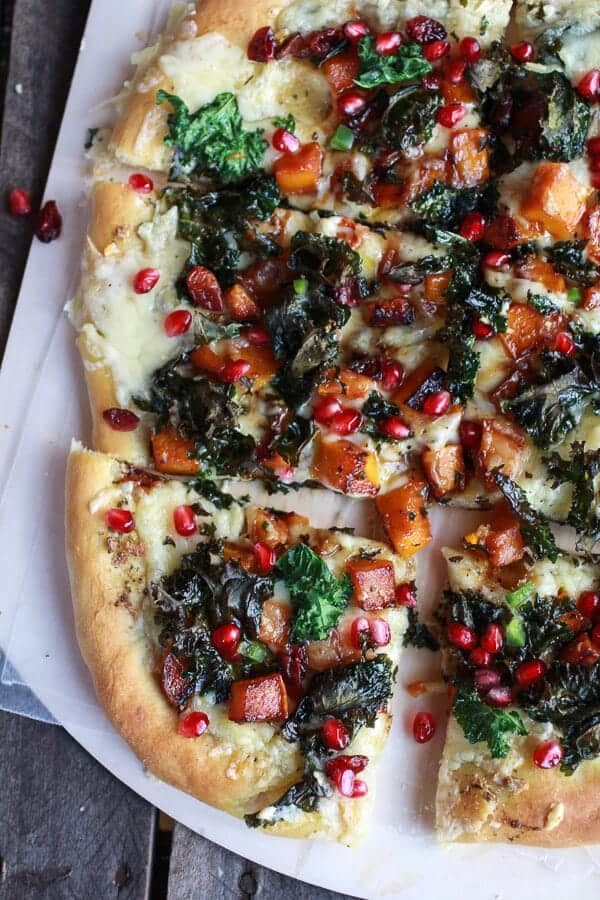Caramelized Butternut, Crispy Kale + Fontina Pizza | halfbakedharvest.com