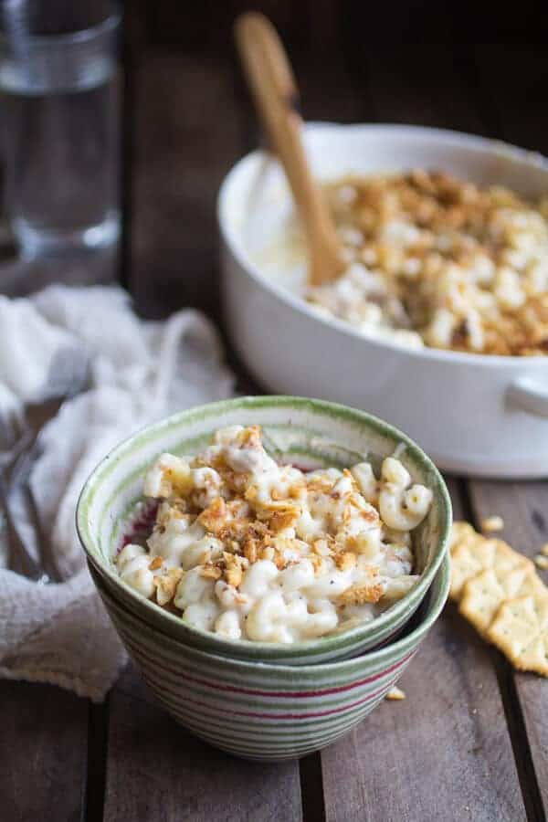 Creamy Brie Four Cheese Mac and Cheese with Buttery Ritz Crackers | halfbakedharvest.com