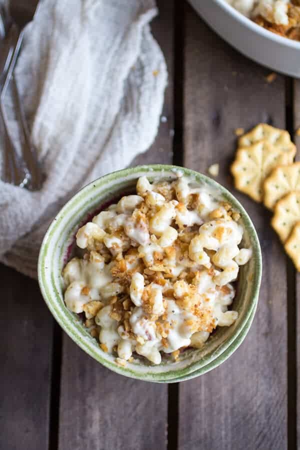 Creamy Brie Four Cheese Mac and Cheese with Buttery Ritz Crackers | halfbakedharvest.com