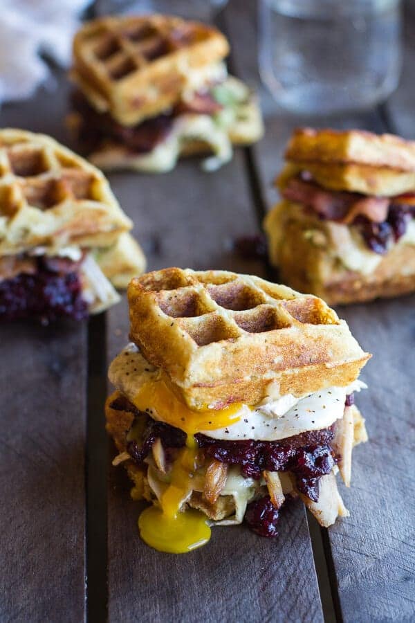 Turkey, Smashed Avocado, Cranberry, Brie and Mashed Potato Waffle Melts | halfbakedharvest.com