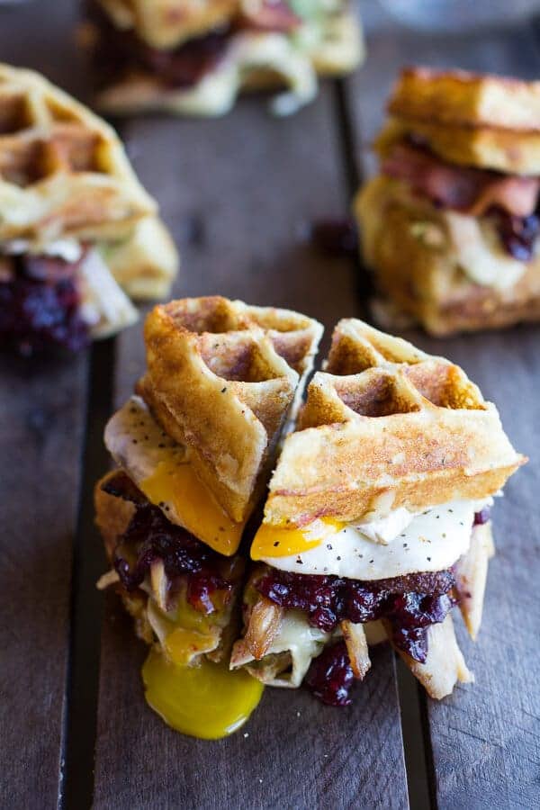 Turkey, Smashed Avocado, Cranberry, Brie and Mashed Potato Waffle Melts | halfbakedharvest.com