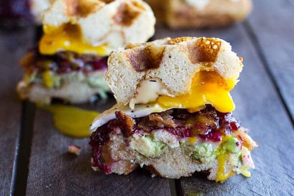 Turkey, Smashed Avocado, Cranberry, Brie and Mashed Potato Waffle Melts | halfbakedharvest.com