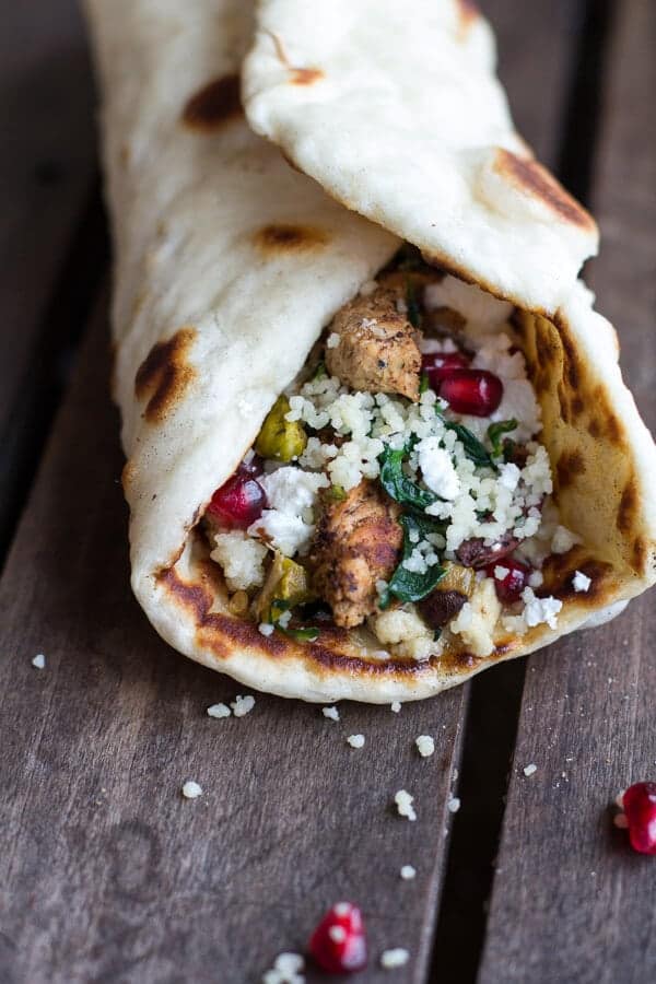 Middle Eastern Chicken and Couscous Wraps with Goat Cheese | halfbakedharvest.com