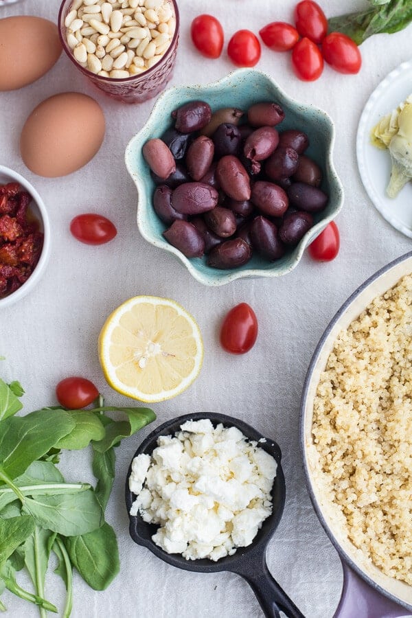 Mad Greek Quinoa Dinner Omelets with Feta and Tzatziki | halfbakedharvest.com